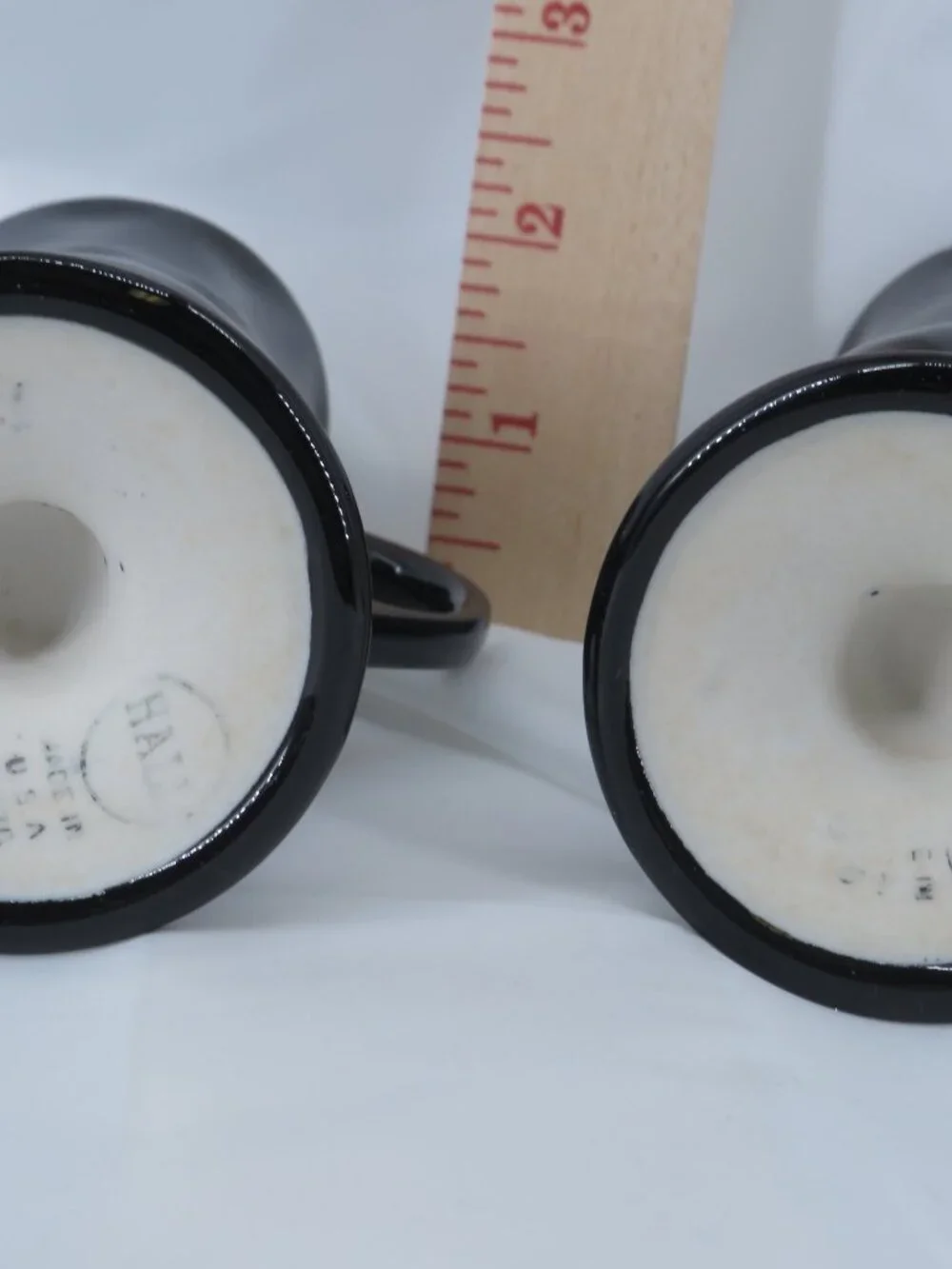 Vintage Haeger USA 177C Black Diamond Pedestal Mugs Set of 2 Mid Century Modern